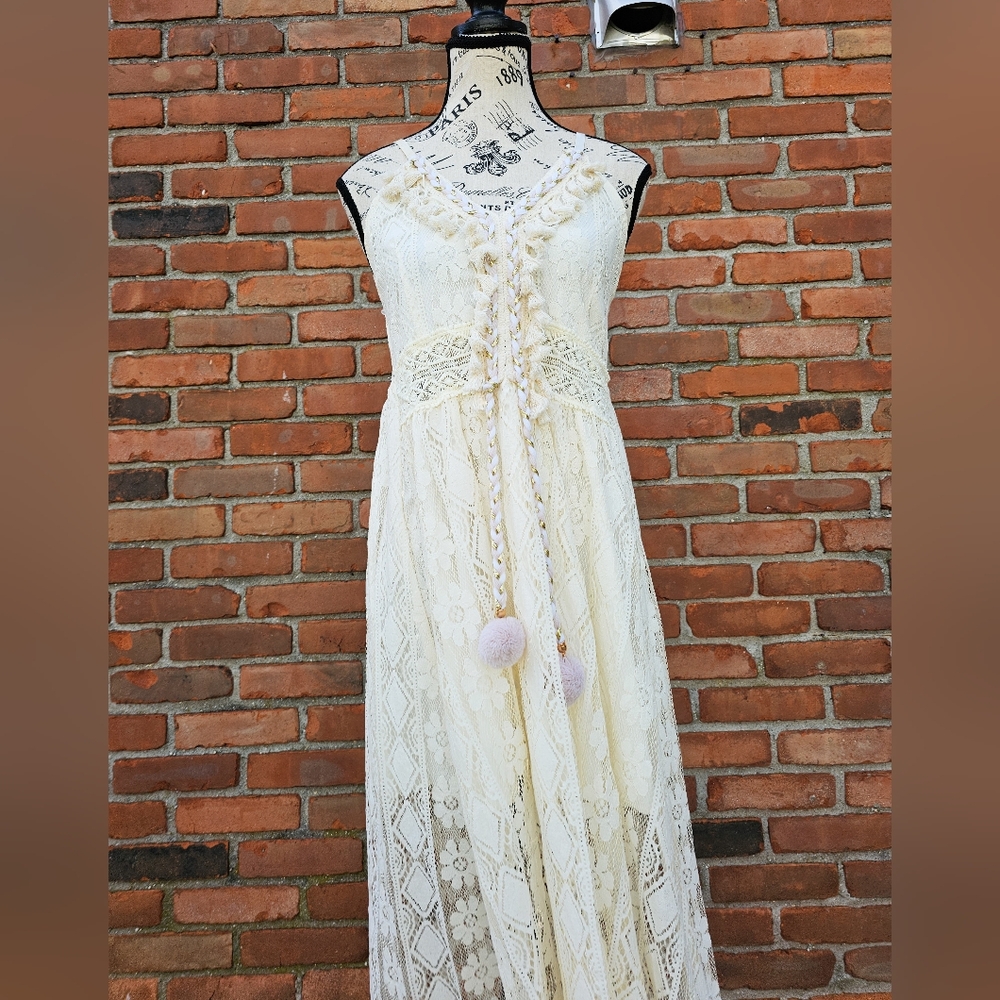 New Amellia Ivory Lace Bohemian Midi Swing Dress – Size S (M Fit) 🌿✨ - Picture 9 of 15